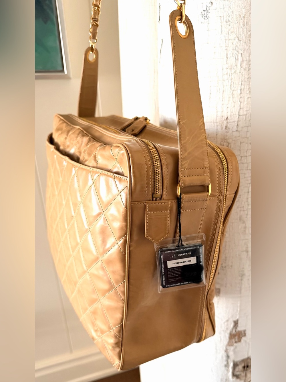 CHANEL Rare Vintage Quilted Glazed Leather Travel Bag Briefcase + COA - Picture 13 of 15